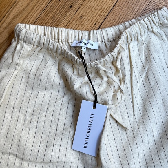 WeWoreWhat Tie Waist  Cream Wide Leg linen blend  Pants size xs - Picture 9 of 11